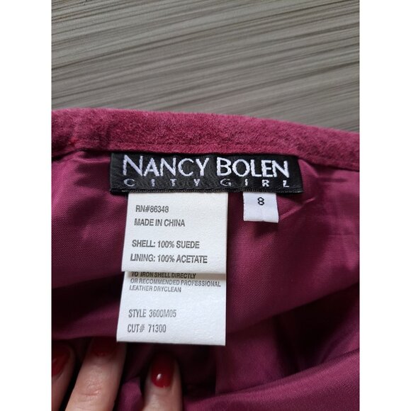 Nancy Bolen City Girl Womens Suede A-Line Skirt Size 8 Med Cranberry Burgundy - Picture 2 of 7
